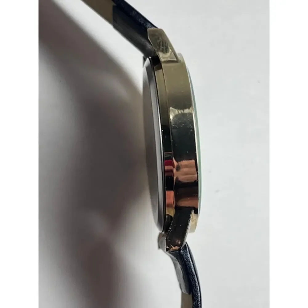 THEHORSE Gold Watch Quartz Black Leather Band ALL316L 3ATM Water Res Mens Formal
